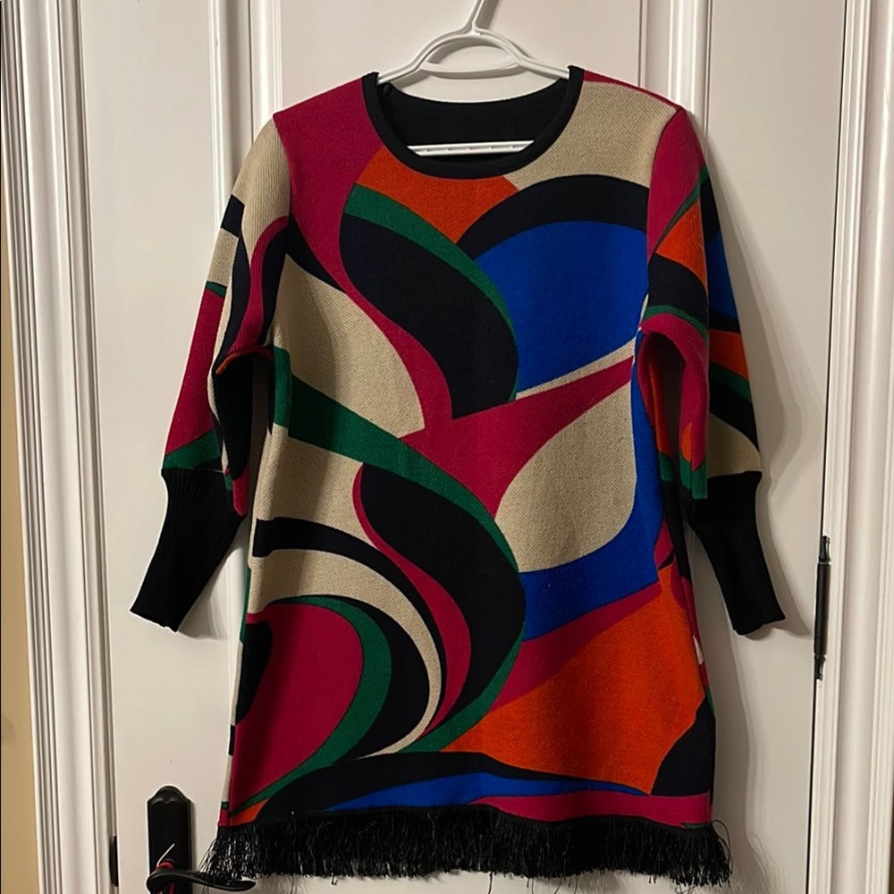 Colorful Abstract Sweater Dress